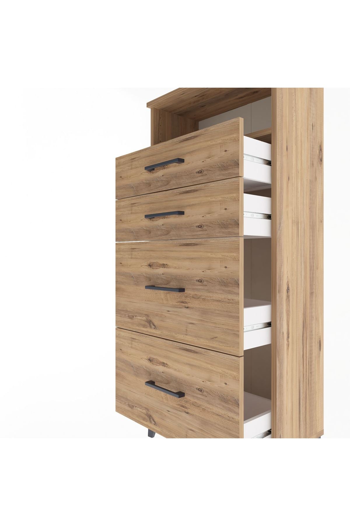 Arges Dolap Tek Raflı 4 Çekmeceli 60x30x134 Çam-Çam