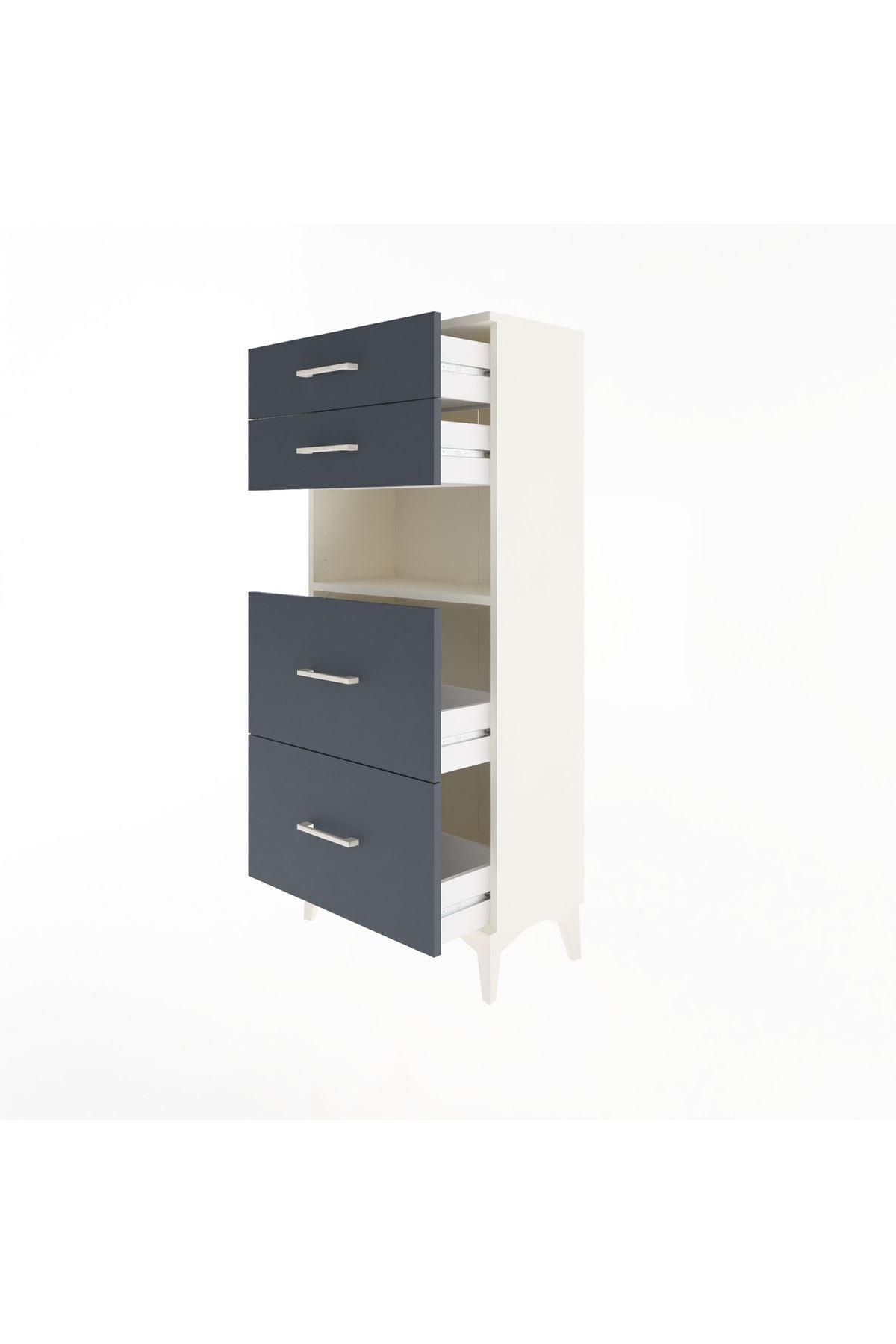 Arges Dolap Tek Raflı 4 Çekmeceli 60x30x134 Aytaşı-Antrasit