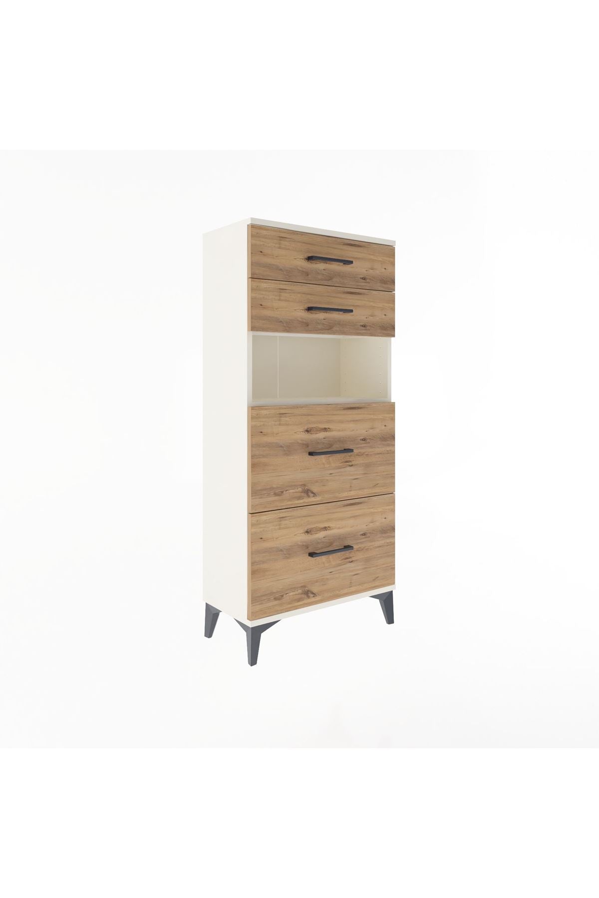 Arges Dolap Tek Raflı 4 Çekmeceli 60x30x134 Aytaşı-Çam