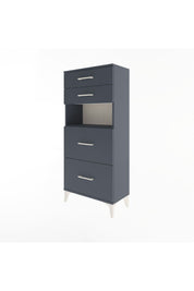 Arges Dolap Tek Raflı 4 Çekmeceli 60x30x134 Antrasit-Antrasit