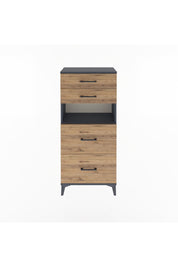 Arges Dolap Tek Raflı 4 Çekmeceli 60x30x134 Antrasit-Çam