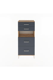 Arges Dolap Tek Raflı 4 Çekmeceli 60x30x134 Çam-Antrasit