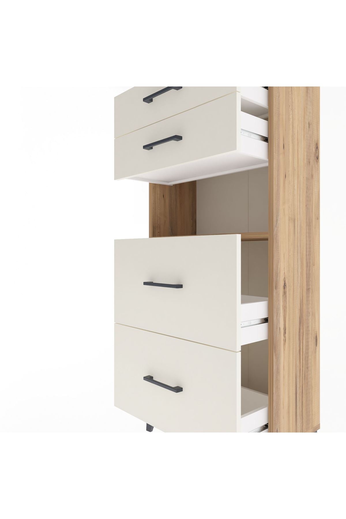 Arges Dolap Tek Raflı 4 Çekmeceli 60x30x134 Çam-Aytaşı