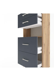 Arges Dolap Tek Raflı 4 Çekmeceli 60x30x134 Çam-Antrasit