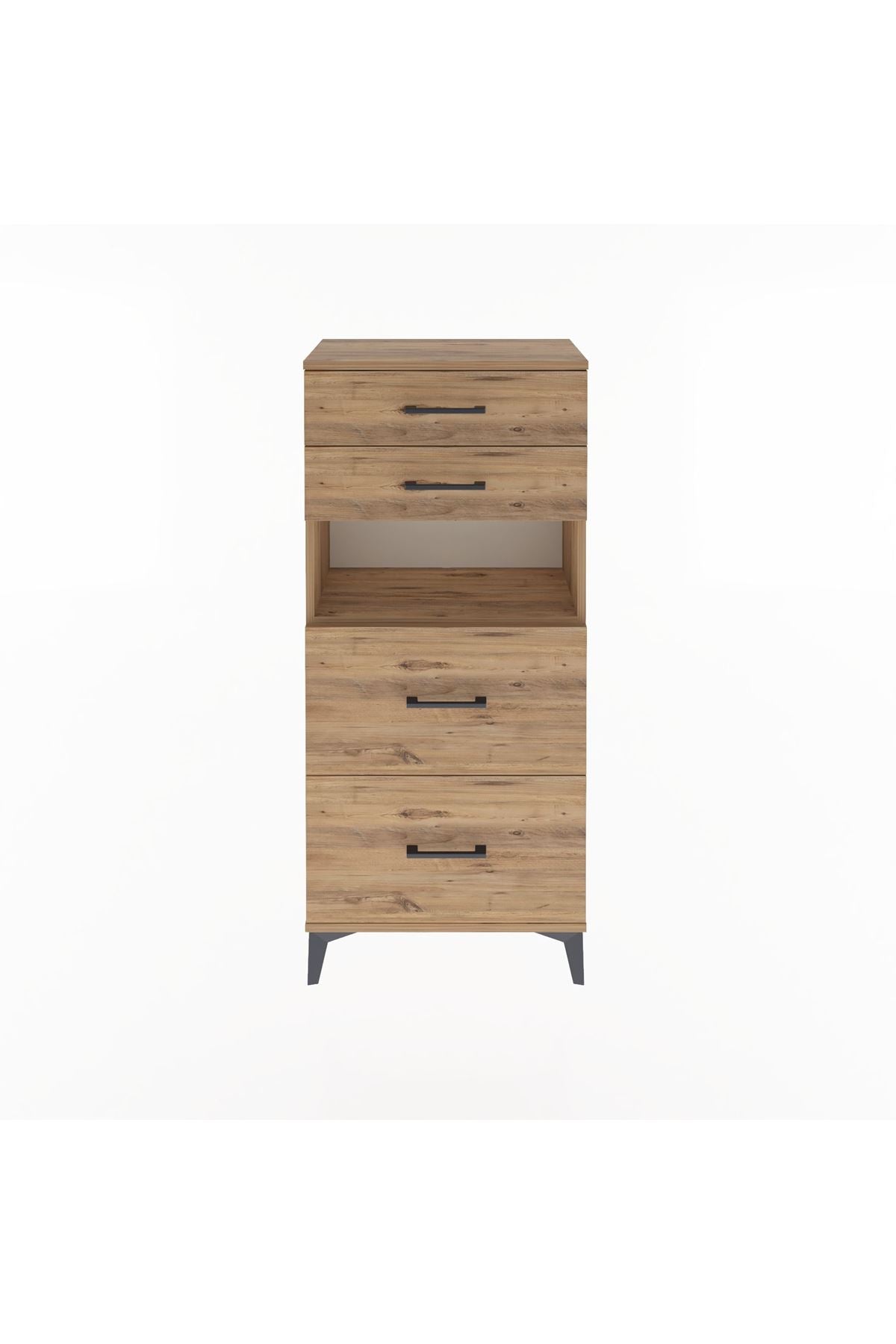 Arges Dolap Tek Raflı 4 Çekmeceli 60x30x134 Çam-Çam
