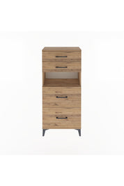 Arges Dolap Tek Raflı 4 Çekmeceli 60x30x134 Çam-Çam