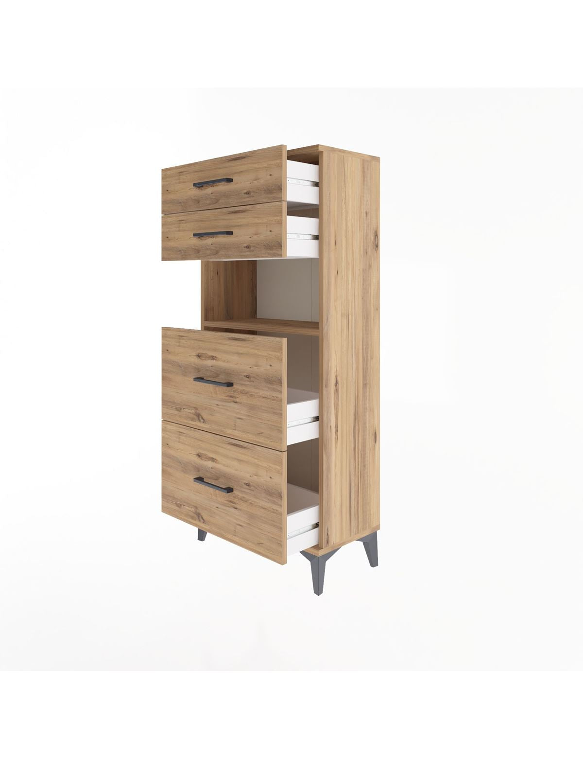 Arges Dolap Tek Raflı 4 Çekmeceli 60x30x134 - S17M102V9A