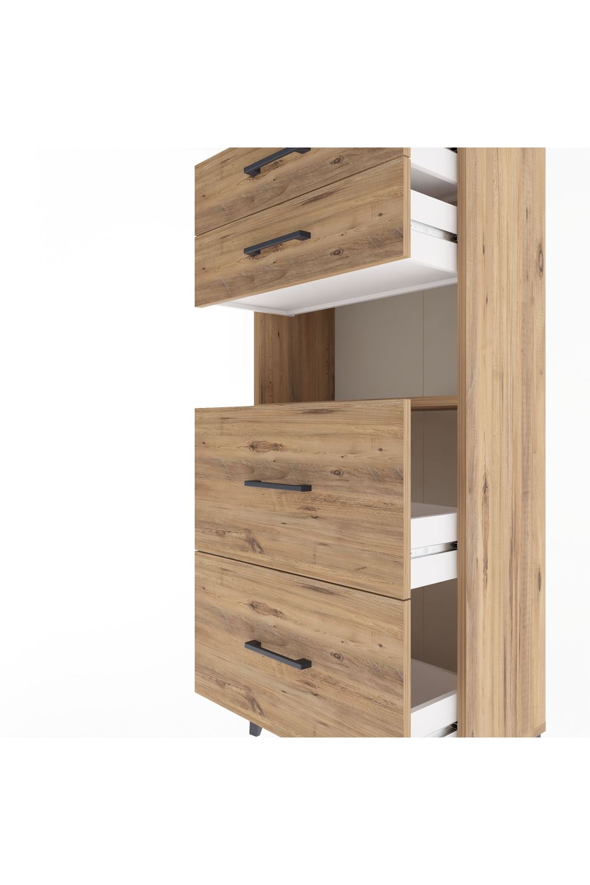 Arges Dolap Tek Raflı 4 Çekmeceli 60x30x134 Çam-Çam