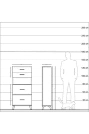 Arges Dolap Tek Raflı 4 Çekmeceli 60x30x134 Çam-Çam