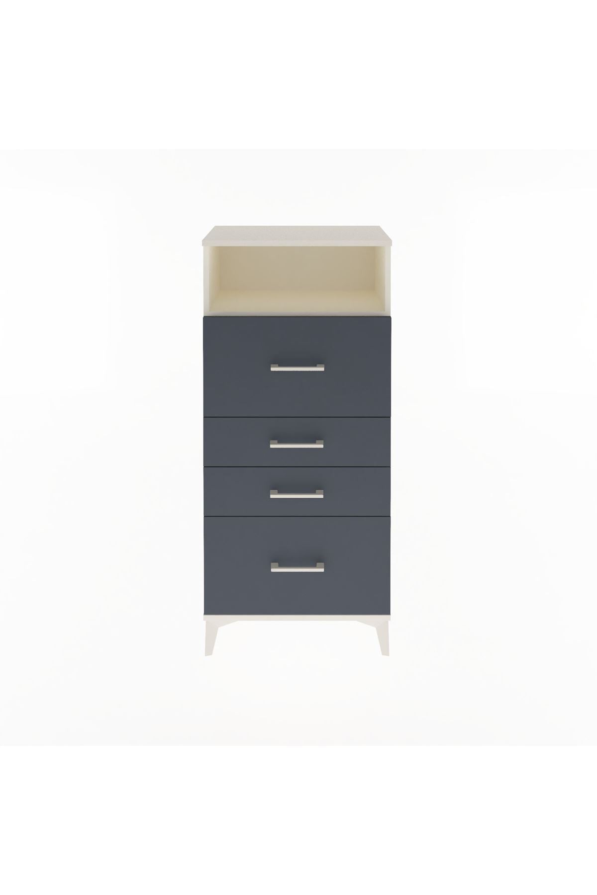 Arges Dolap Tek Raflı 4 Çekmeceli 60x30x134 Aytaşı-Antrasit