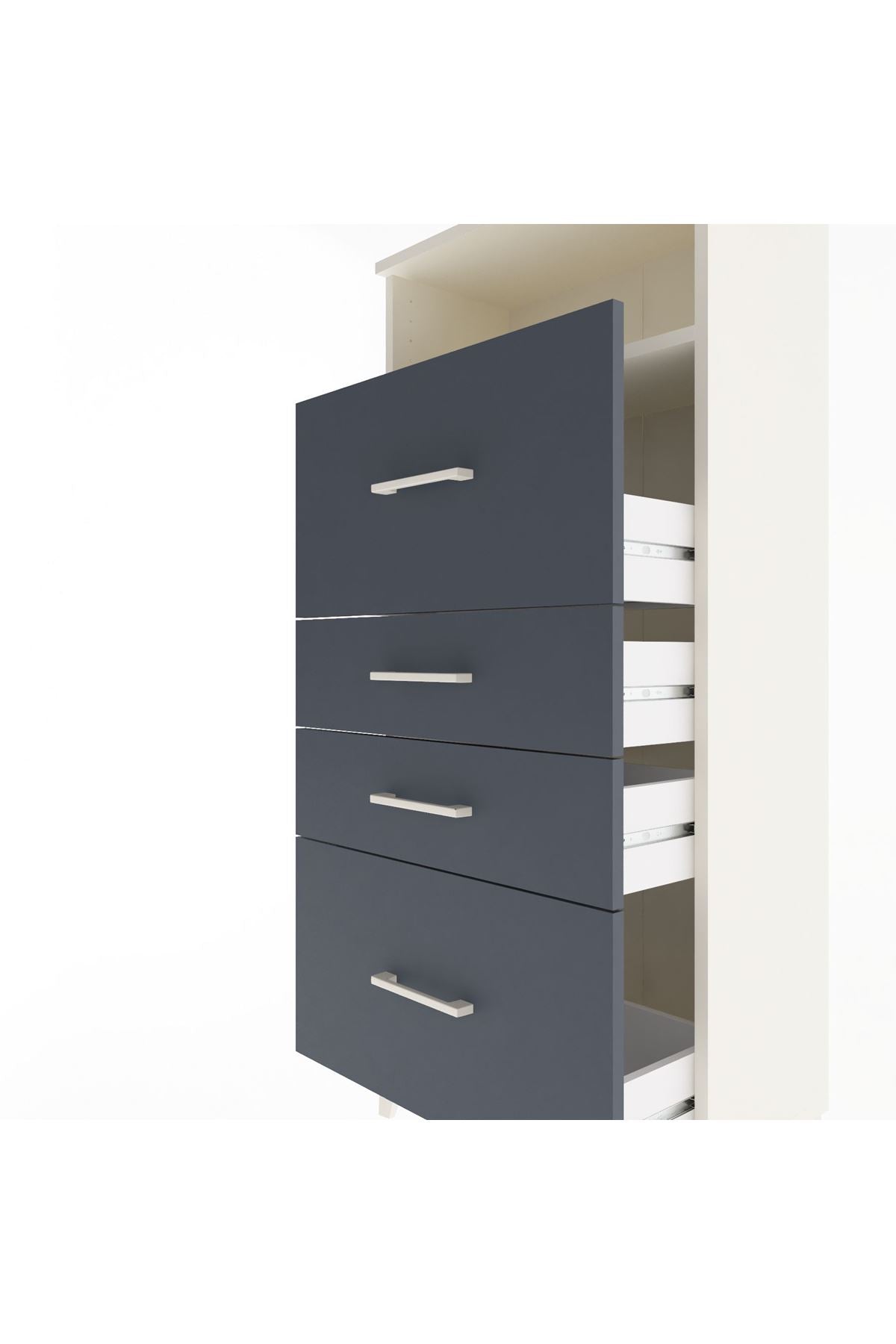 Arges Dolap Tek Raflı 4 Çekmeceli 60x30x134 Aytaşı-Antrasit