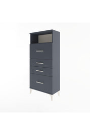 Arges Dolap Tek Raflı 4 Çekmeceli 60x30x134 Antrasit-Antrasit