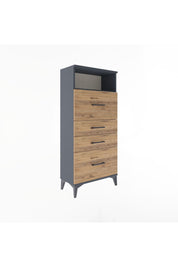 Arges Dolap Tek Raflı 4 Çekmeceli 60x30x134 Antrasit-Çam