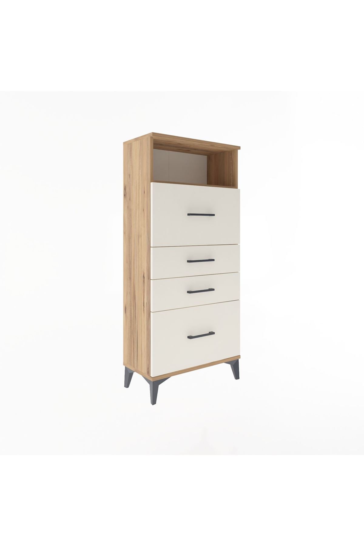 Arges Dolap Tek Raflı 4 Çekmeceli 60x30x134 Çam-Aytaşı