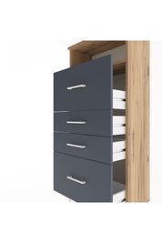 Arges Dolap Tek Raflı 4 Çekmeceli 60x30x134 Çam-Antrasit