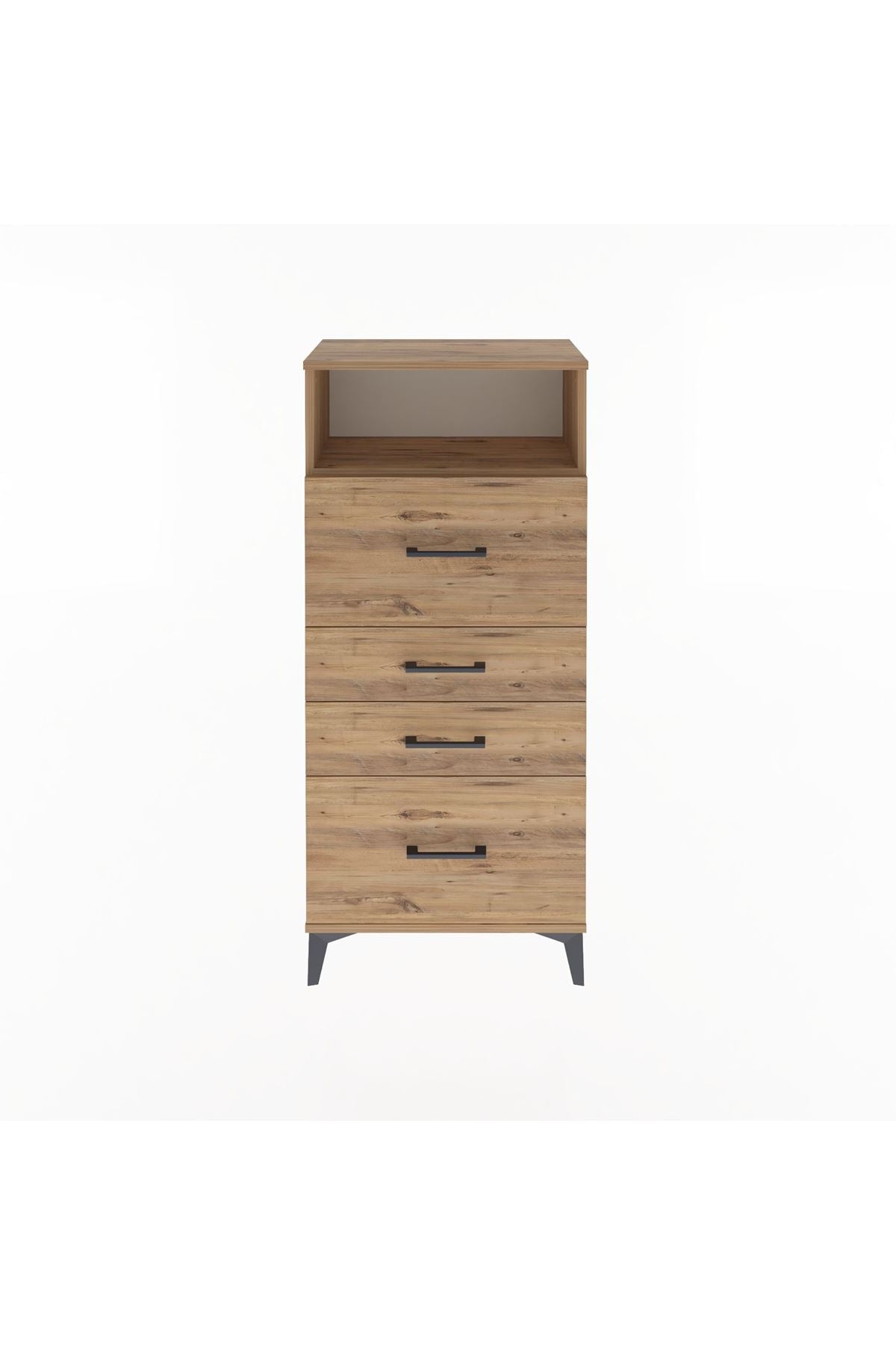 Arges Dolap Tek Raflı 4 Çekmeceli 60x30x134 Çam-Çam