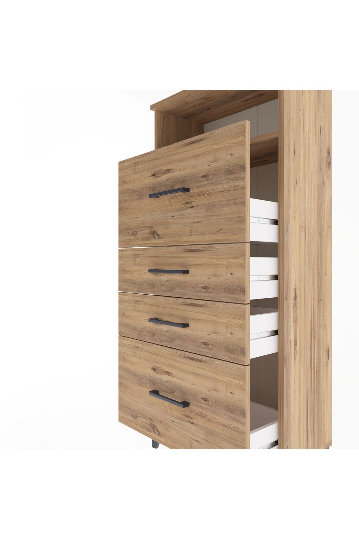 Arges Dolap Tek Raflı 4 Çekmeceli 60x30x134 Çam-Çam