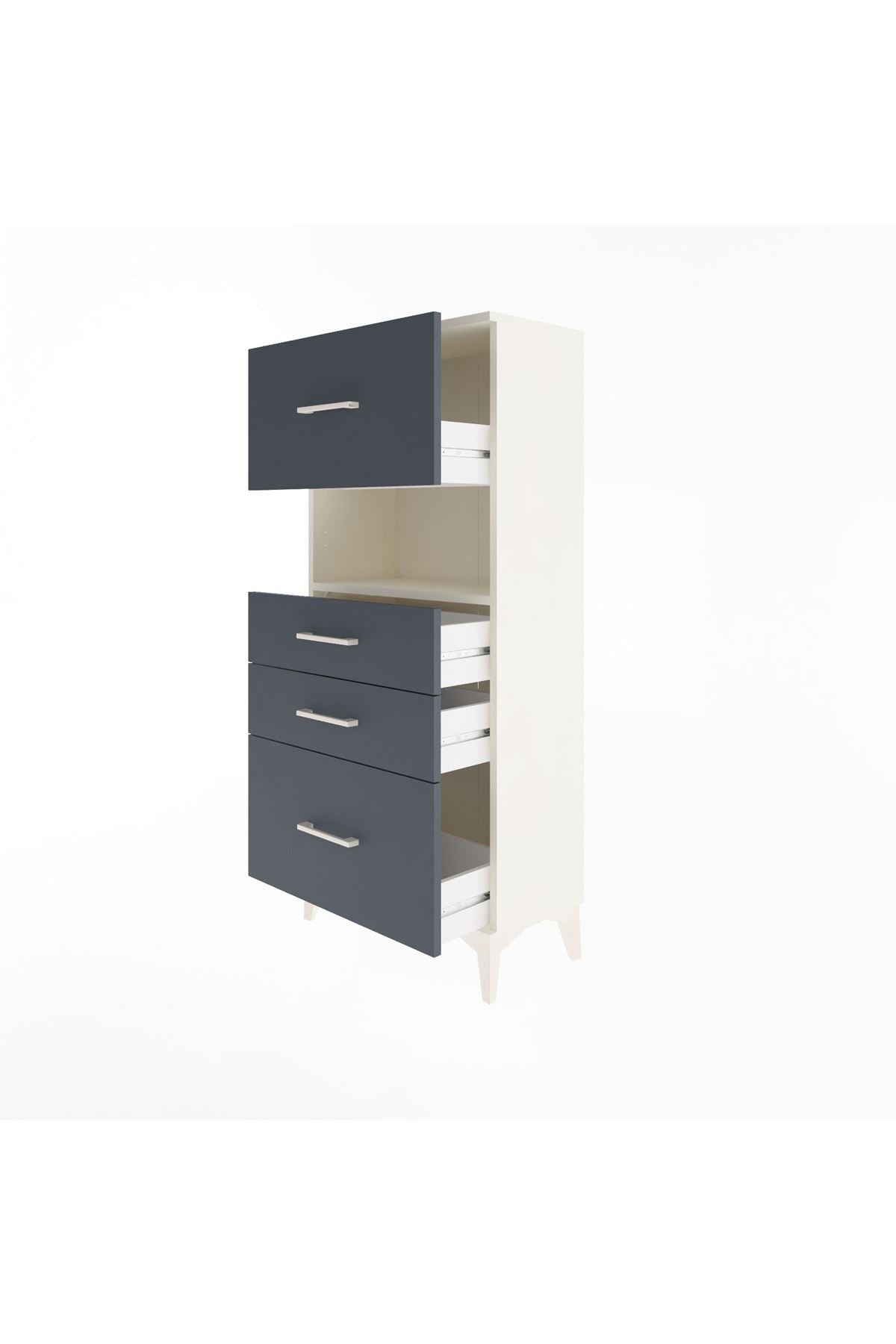 Arges Dolap Tek Raflı 4 Çekmeceli 60x30x134 Aytaşı-Antrasit