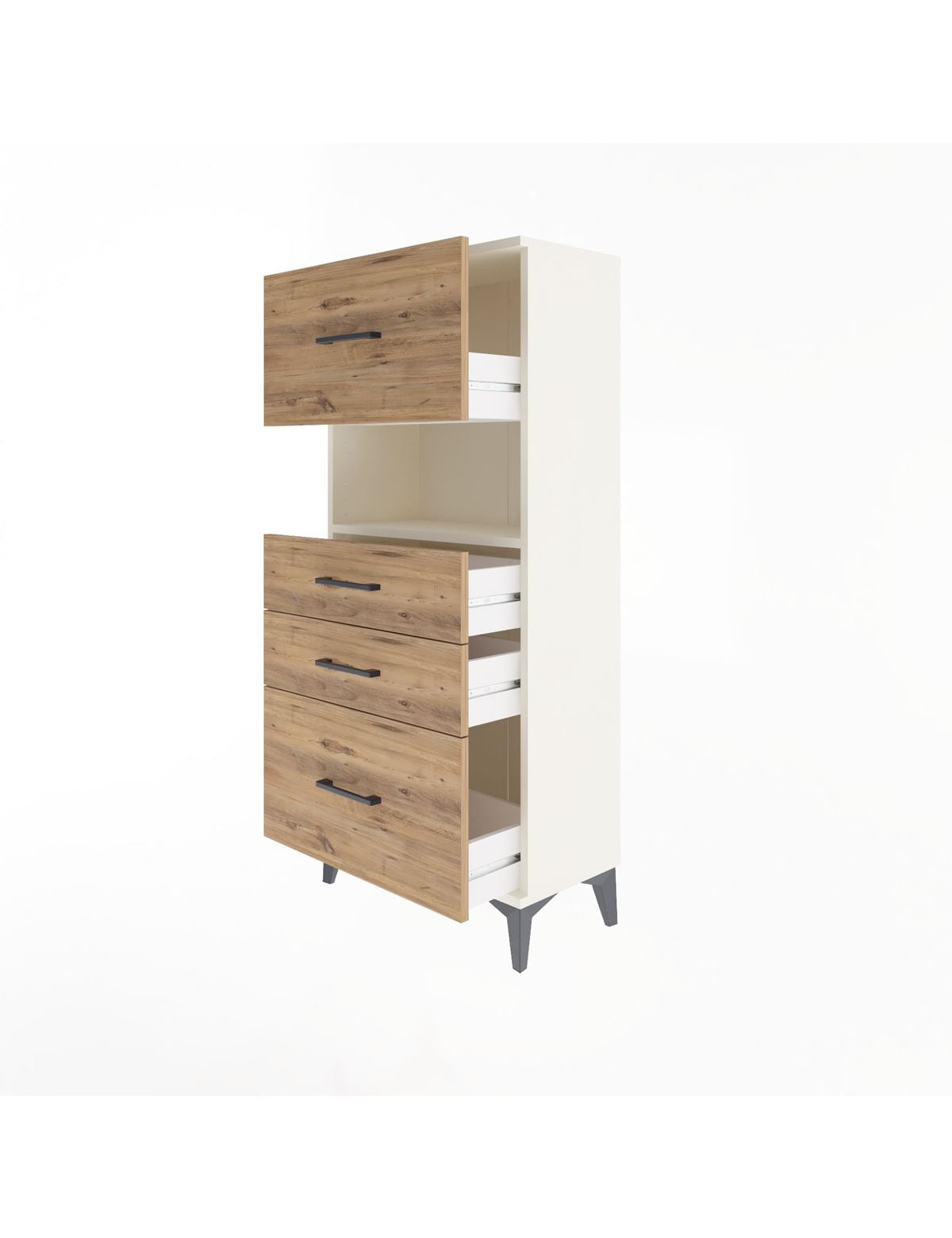 Arges Dolap Tek Raflı 4 Çekmeceli 60x30x134 - S17M104V3A