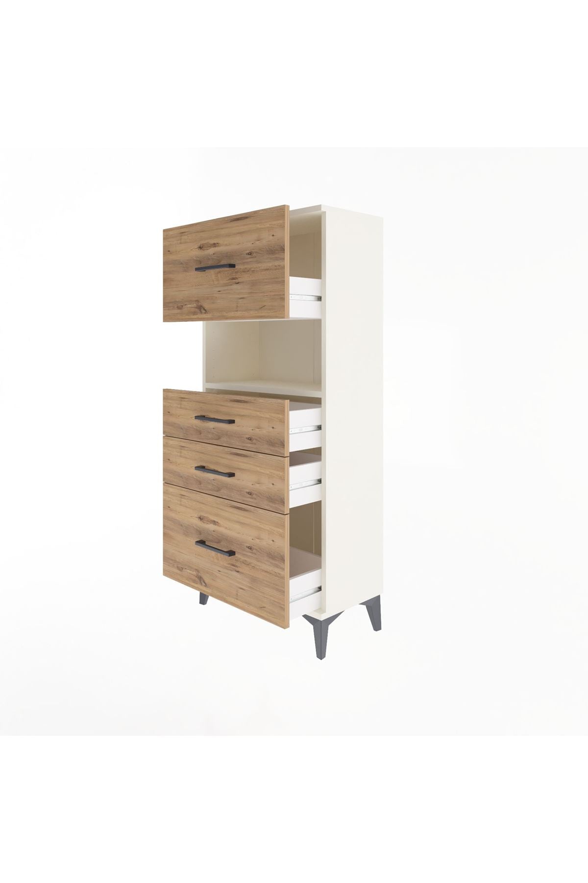 Arges Dolap Tek Raflı 4 Çekmeceli 60x30x134 Aytaşı-Çam