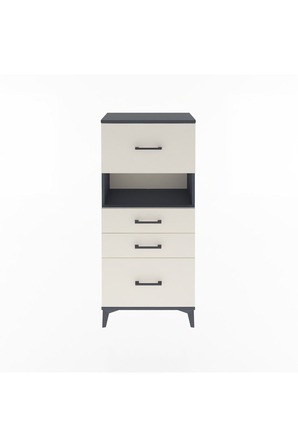 Arges Dolap Tek Raflı 4 Çekmeceli 60x30x134 Antrasit-Aytaşı