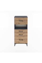 Arges Dolap Tek Raflı 4 Çekmeceli 60x30x134 Antrasit-Çam