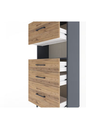 Arges Dolap Tek Raflı 4 Çekmeceli 60x30x134 Antrasit-Çam