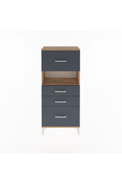 Arges Dolap Tek Raflı 4 Çekmeceli 60x30x134 Çam-Antrasit