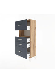 Arges Dolap Tek Raflı 4 Çekmeceli 60x30x134 Çam-Antrasit