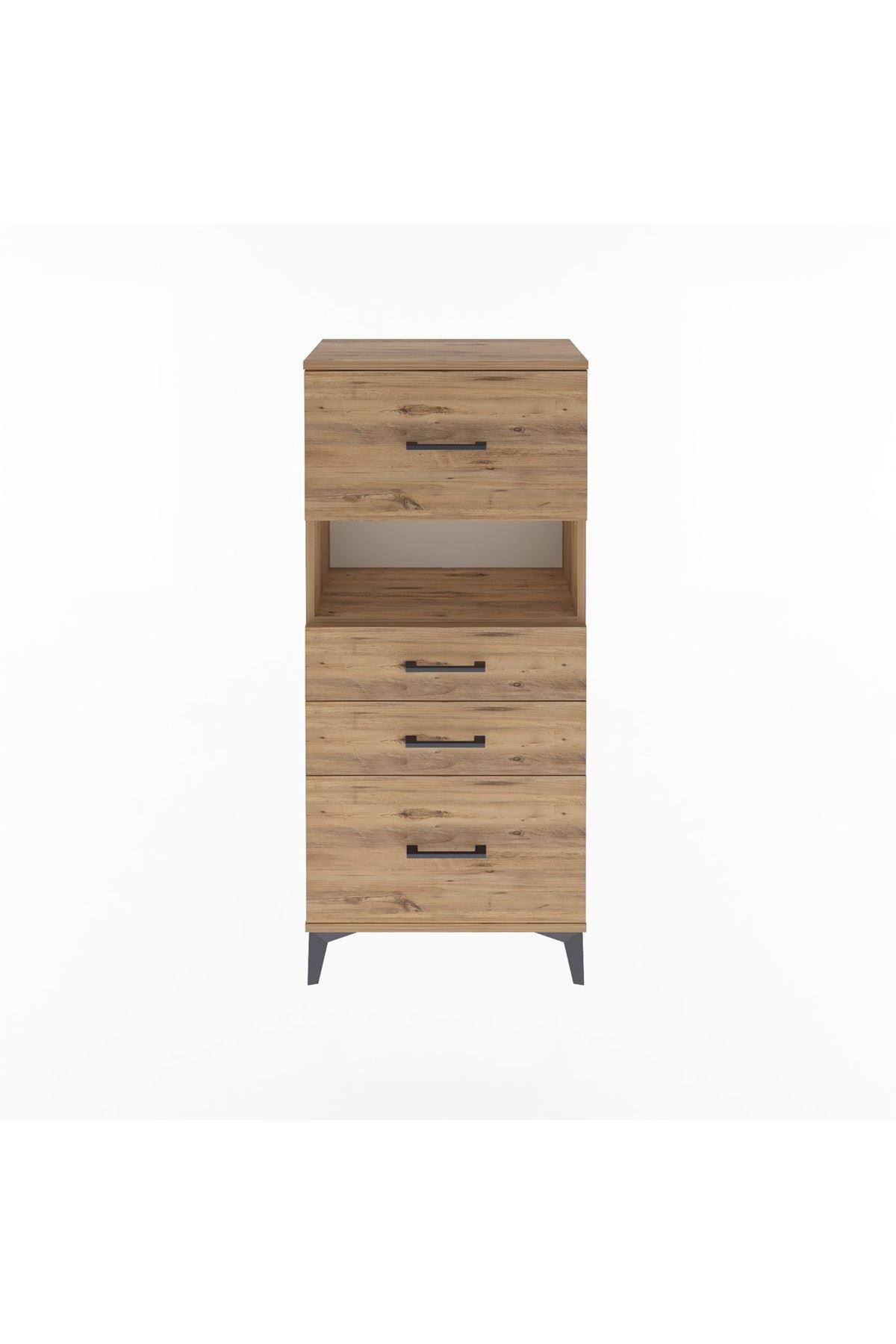 Arges Dolap Tek Raflı 4 Çekmeceli 60x30x134 Çam-Çam