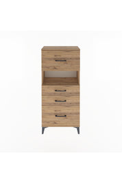 Arges Dolap Tek Raflı 4 Çekmeceli 60x30x134 Çam-Çam