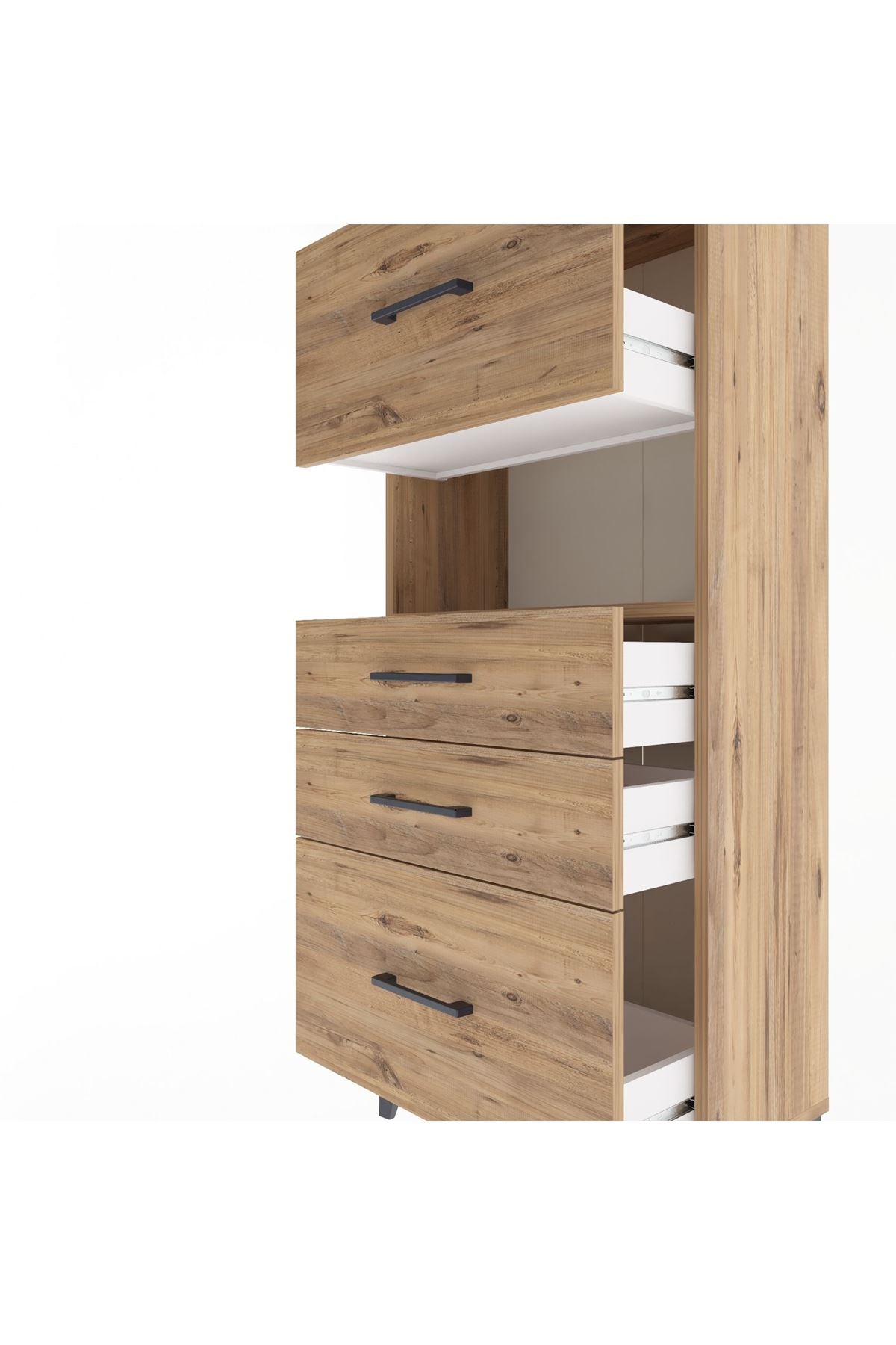 Arges Dolap Tek Raflı 4 Çekmeceli 60x30x134 Çam-Çam