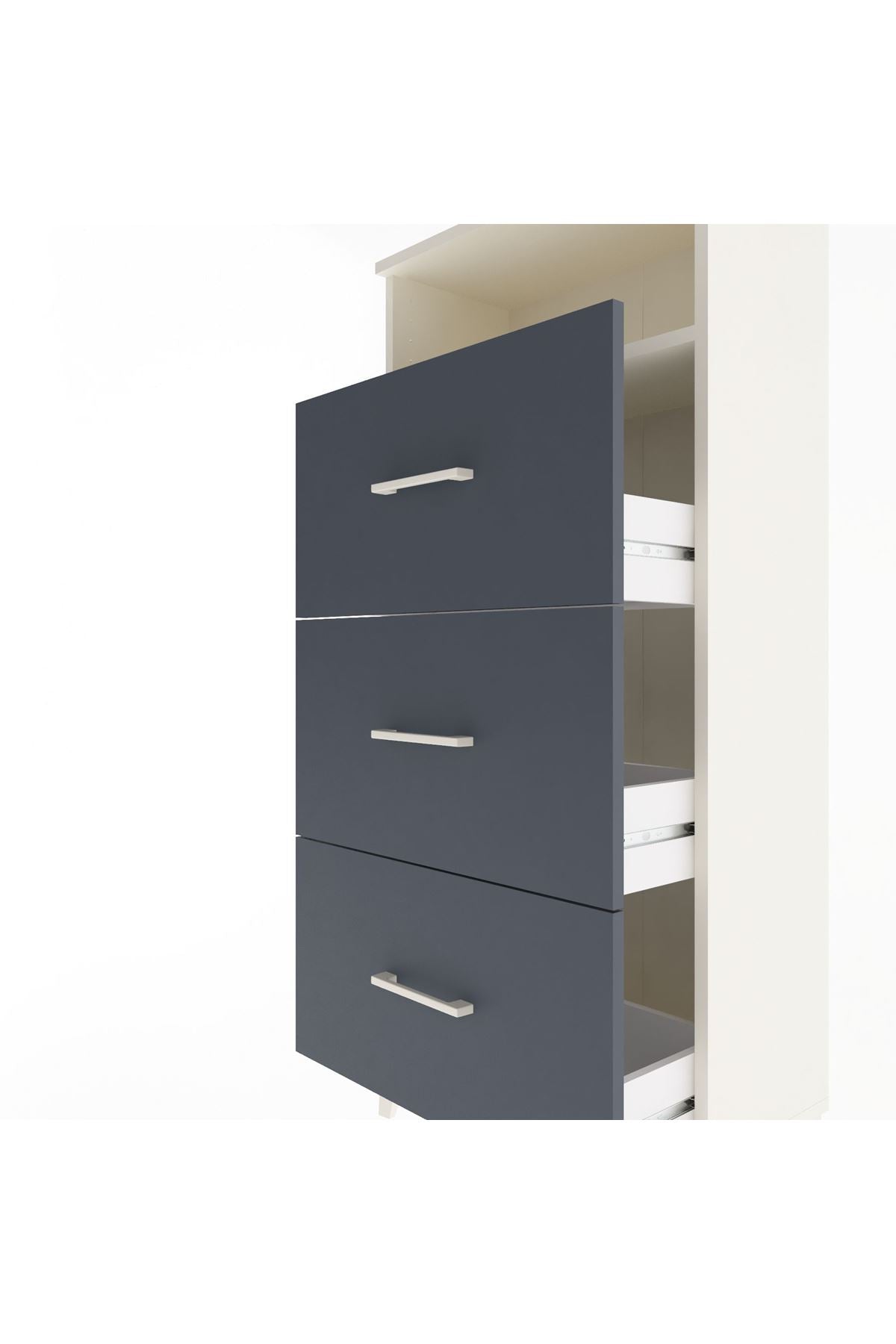 Arges Dolap Tek Raflı 3 Çekmeceli 60x30x134 Aytaşı-Antrasit