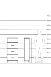 Arges Dolap Tek Raflı 3 Çekmeceli 60x30x134 Çam-Antrasit