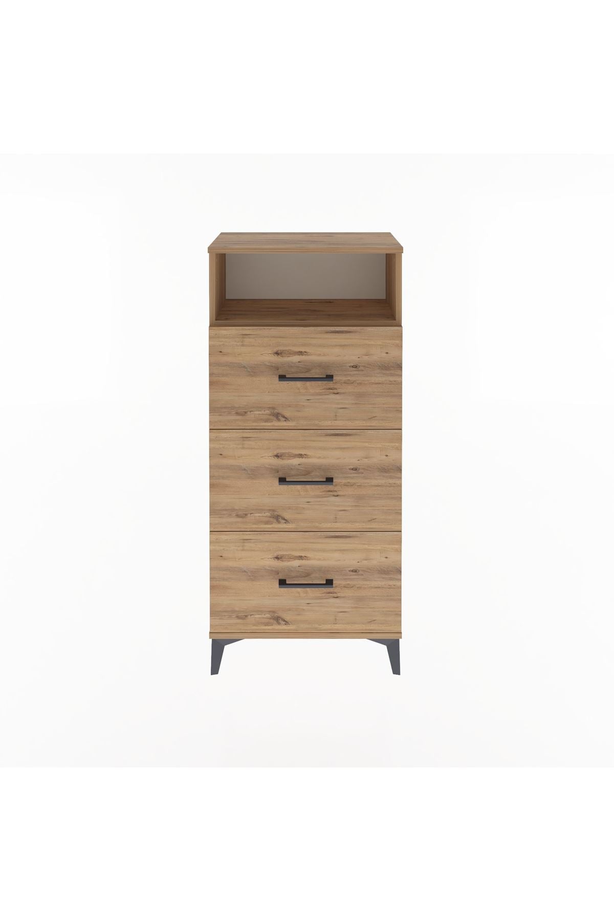 Arges Dolap Tek Raflı 3 Çekmeceli 60x30x134 Çam-Çam