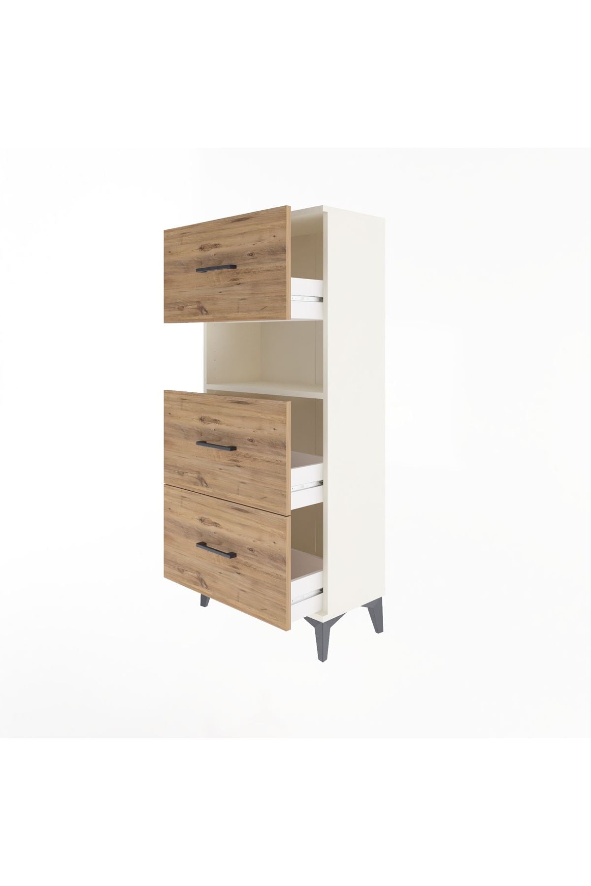 Arges Dolap Tek Raflı 3 Çekmeceli 60x30x134 Aytaşı-Çam