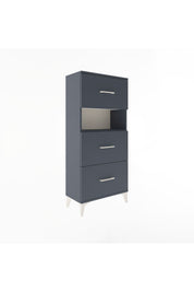 Arges Dolap Tek Raflı 3 Çekmeceli 60x30x134 Antrasit-Antrasit