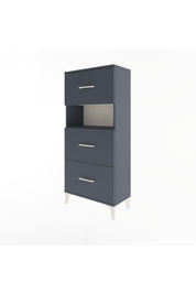 Arges Dolap Tek Raflı 3 Çekmeceli 60x30x134 Antrasit-Antrasit