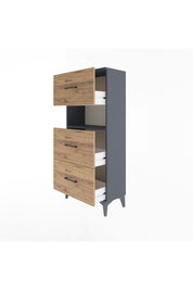 Arges Dolap Tek Raflı 3 Çekmeceli 60x30x134 Antrasit-Çam