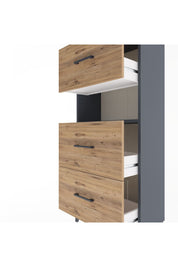 Arges Dolap Tek Raflı 3 Çekmeceli 60x30x134 Antrasit-Çam