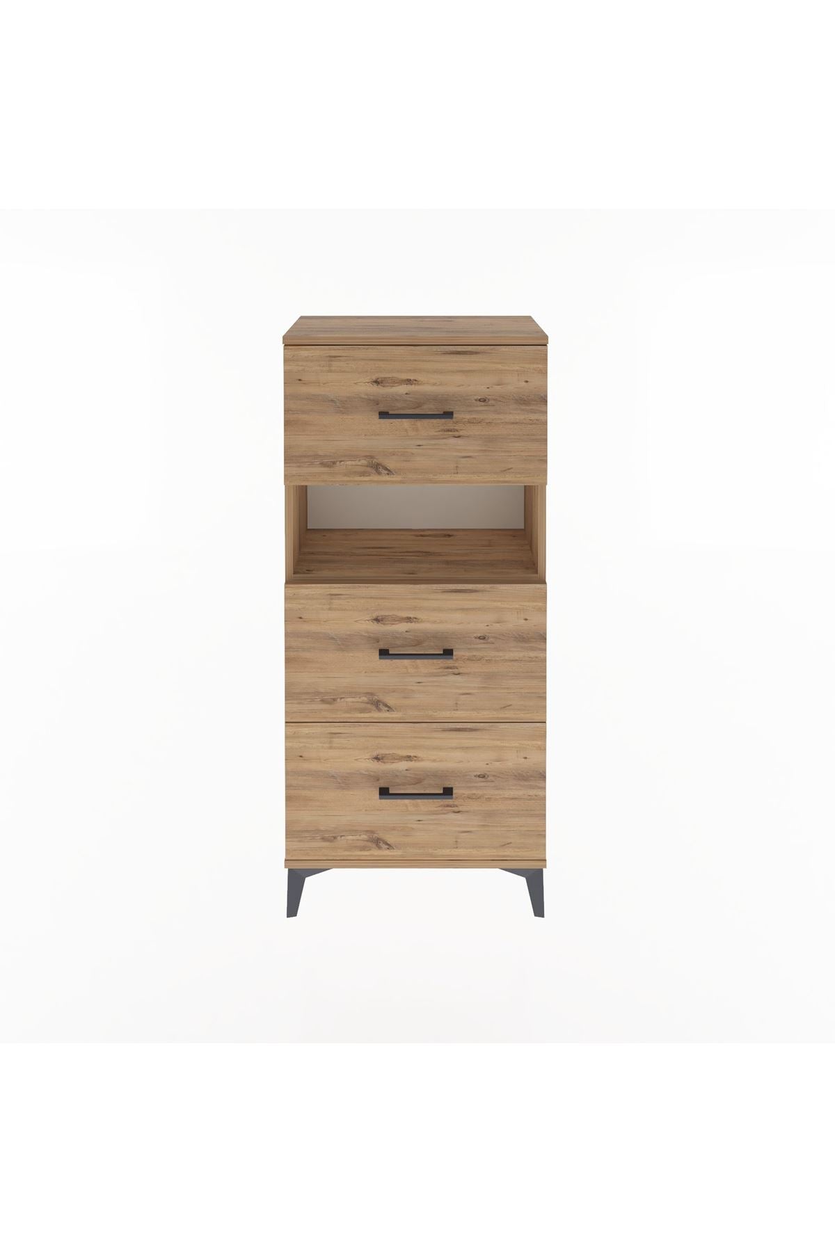 Arges Dolap Tek Raflı 3 Çekmeceli 60x30x134 Çam-Çam