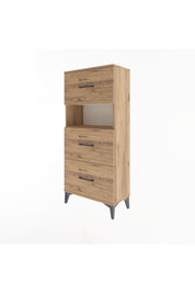 Arges Dolap Tek Raflı 3 Çekmeceli 60x30x134 Çam-Çam