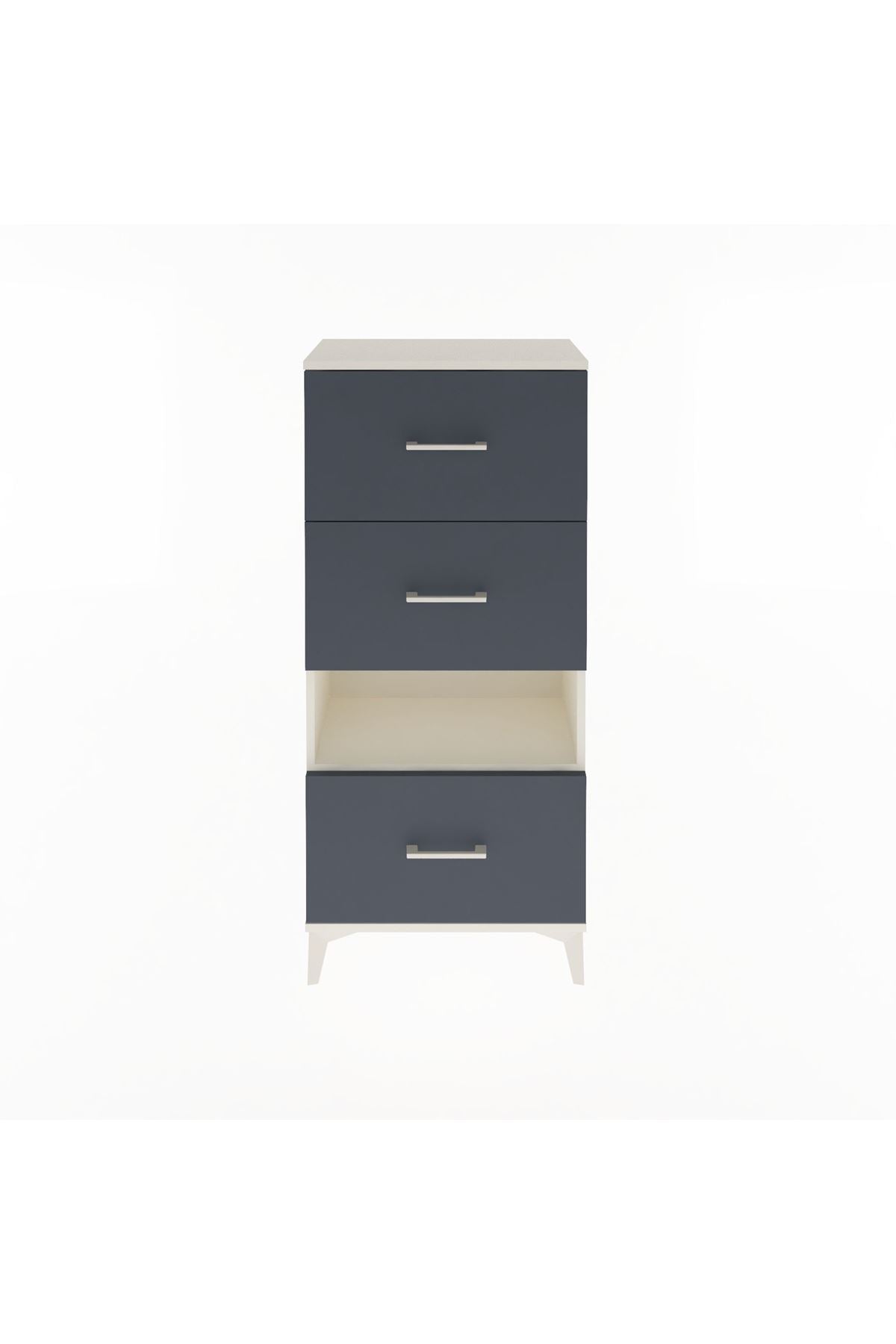 Arges Dolap Tek Raflı 3 Çekmeceli 60x30x134 Aytaşı-Antrasit