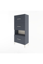 Arges Dolap Tek Raflı 3 Çekmeceli 60x30x134 Antrasit-Antrasit