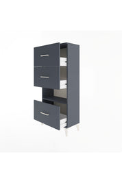 Arges Dolap Tek Raflı 3 Çekmeceli 60x30x134 Antrasit-Antrasit