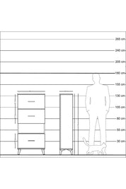 Arges Dolap Tek Raflı 3 Çekmeceli 60x30x134 Antrasit-Çam