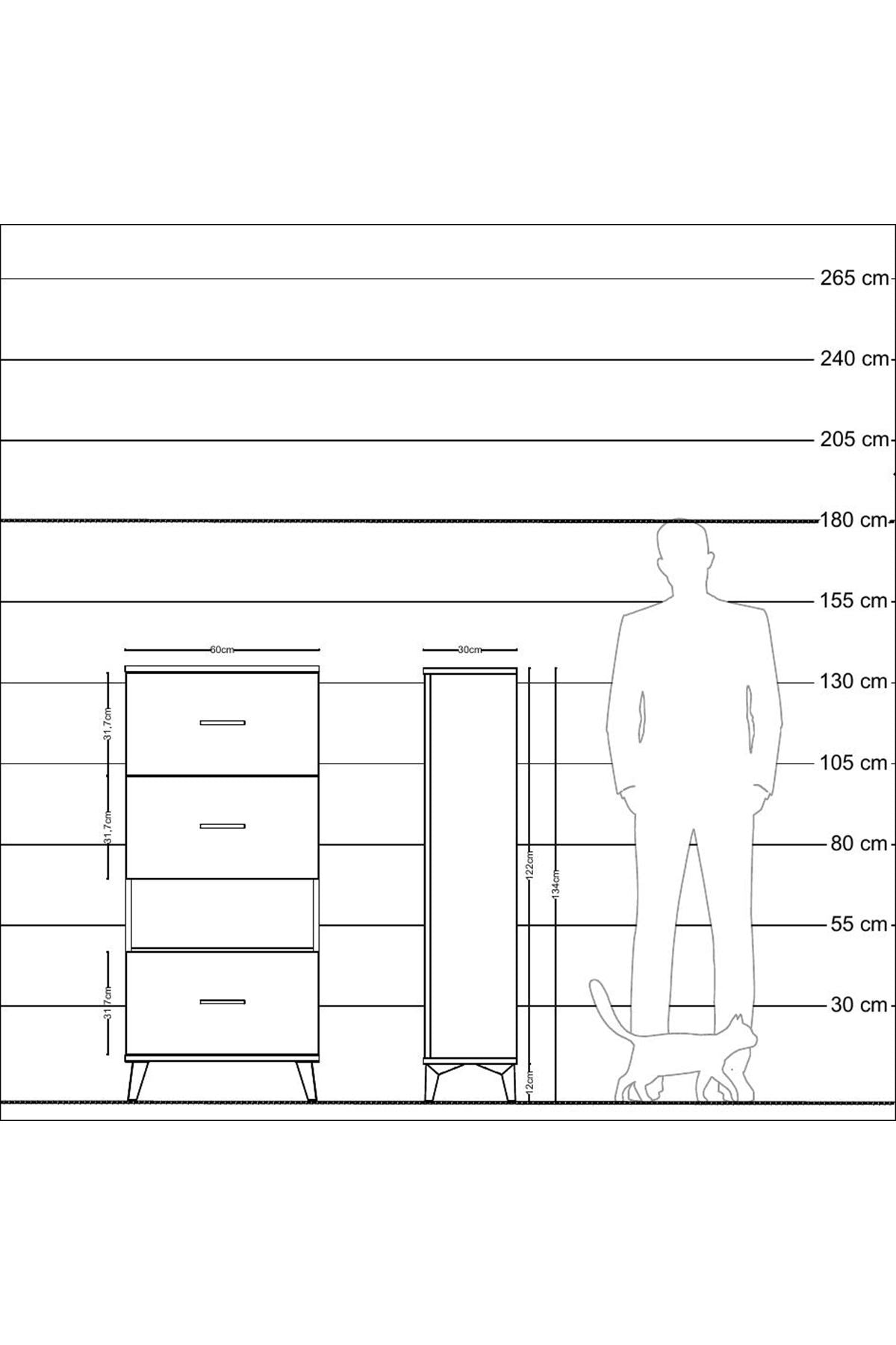 Arges Dolap Tek Raflı 3 Çekmeceli 60x30x134 Çam-Aytaşı