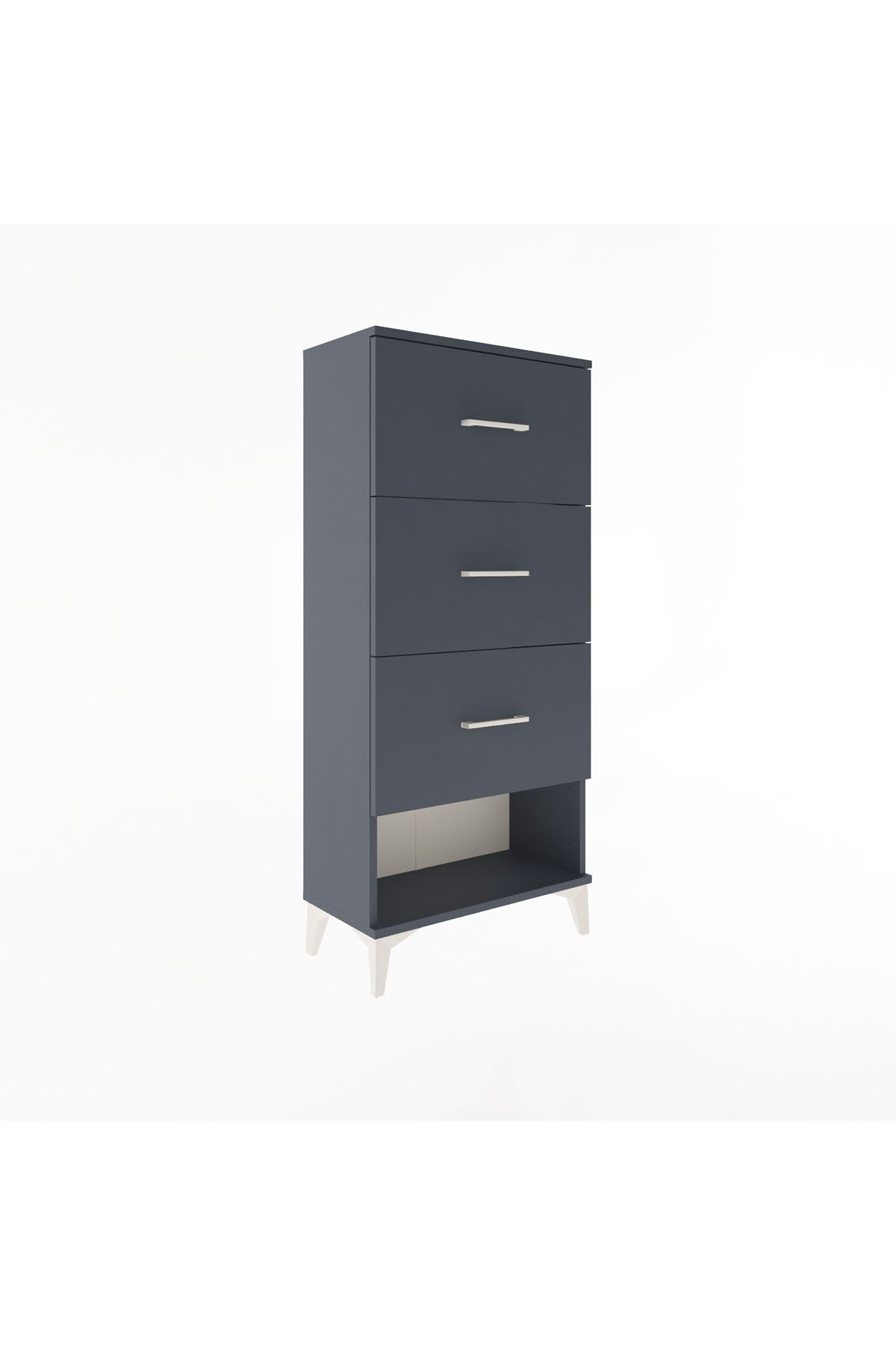 Arges Dolap 3 Çekmeceli 60x30x134 Antrasit-Antrasit