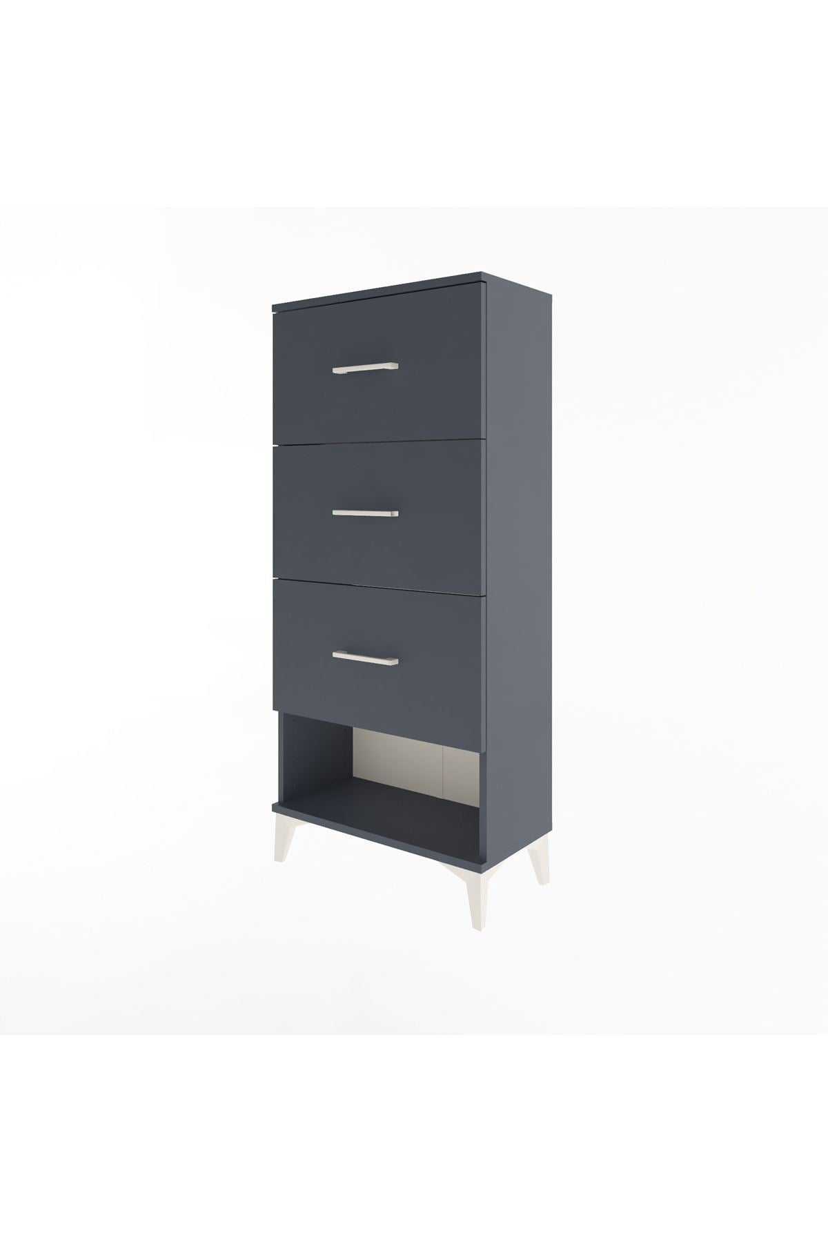 Arges Dolap 3 Çekmeceli 60x30x134 Antrasit-Antrasit