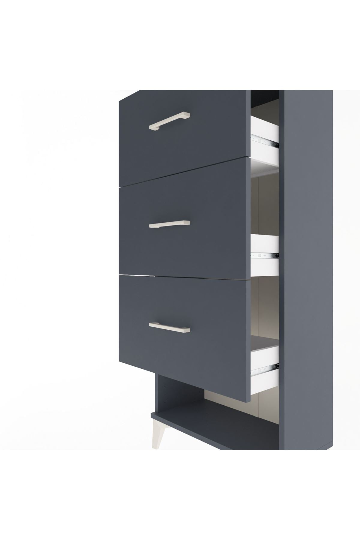 Arges Dolap 3 Çekmeceli 60x30x134 Antrasit-Antrasit